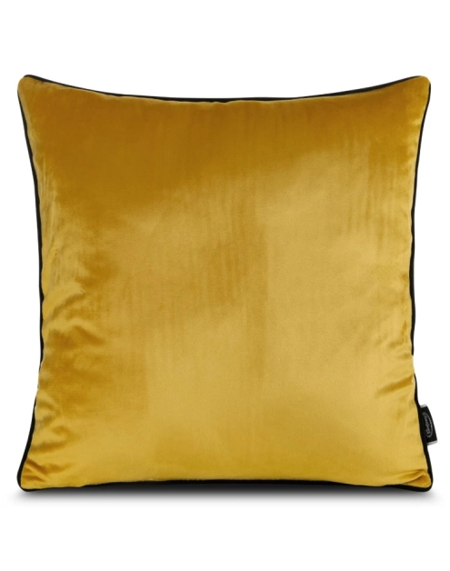 Zdjęcie: Poszewka dekoracyjna Madie z miękkiego welwetu wykończona lamówką, musztardowy EUROFIRANY