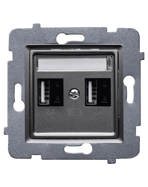 Zdjęcie: Ładowarka USB 2 x A (A-10 W) bez ramki Rosa inox POLMARK