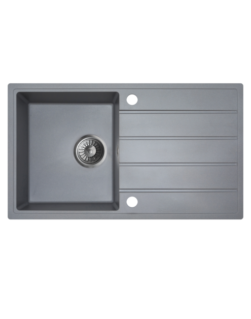 Zdjęcie: Zlewozmywak granitowy Metro 1-komorowy szary, 76x44x19,5 cm syfon manualny MILÓ