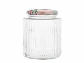 Komplet 4 słoików Spiżarnia Pani Domu ryflowanych 450 ml z 4 etykietami samoprzylepnymi ALTOM DESIGN