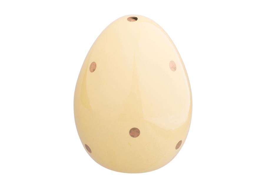 Zdjęcie: Figurka porcelanowa jajko ze złotymi kropkami 10x10x12,5 cm żółte ALTOMDESIGN