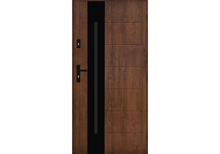 Zdjęcie: Drzwi zewnętrzne solaris orzech 80p komplet PANTOR