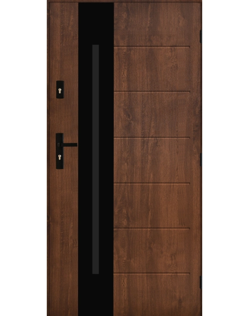 Zdjęcie: Drzwi zewnętrzne solaris orzech 80p komplet PANTOR