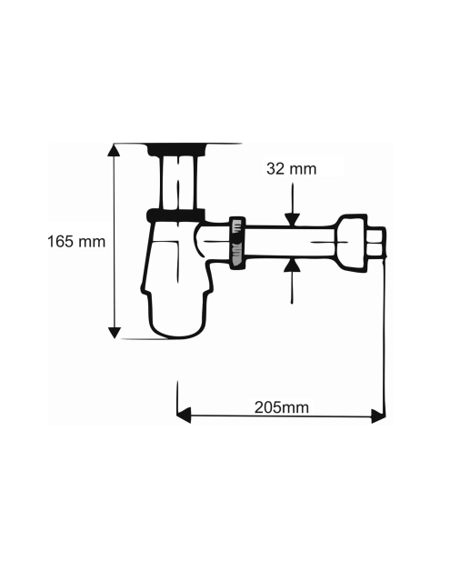 Zdjęcie: Syfon umywalkowy butelkowy niski 1.1/4x32 mm bez spustu chrom MCALPINE