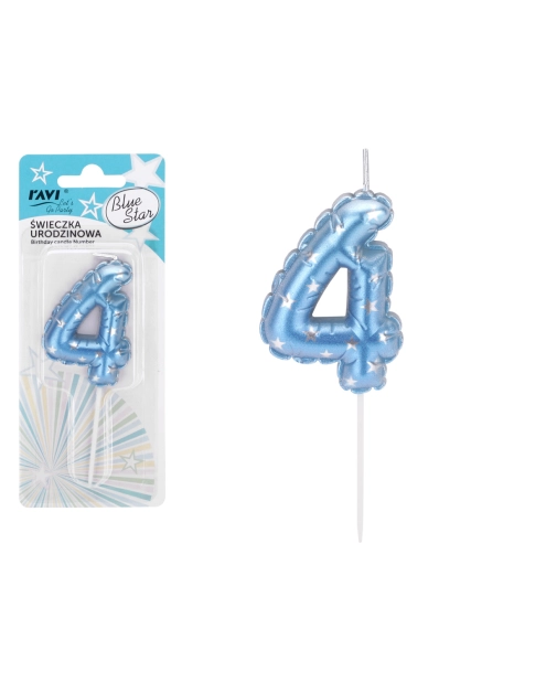 Zdjęcie: Świeczka urodzinowa Blue Star Cyferka 4 72038 RAVI