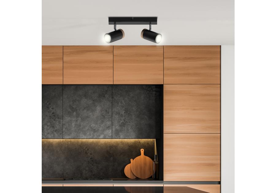 Zdjęcie: Lampa sufitowa Lagos czarny 2x15 W GU10 klosz czarno-drewniany CANDELLUX