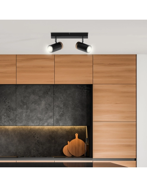 Zdjęcie: Lampa sufitowa Lagos czarny 2x15 W GU10 klosz czarno-drewniany CANDELLUX