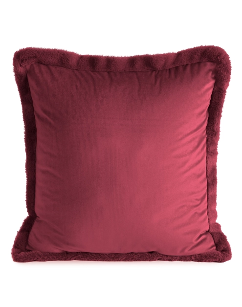 Zdjęcie: Poszewka dekoracyjna welwetowa z ozdobną lamówką 45 x 45 cm burgund EUROFIRANY