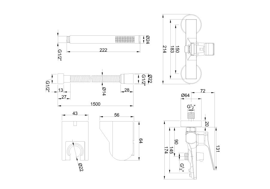 Zdjęcie: Bateria wannowa z zestawem natryskowym w komplecie Neri Plus miedź INVENA