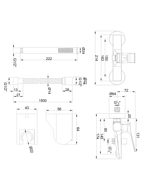 Zdjęcie: Bateria wannowa z zestawem natryskowym w komplecie Neri Plus miedź INVENA
