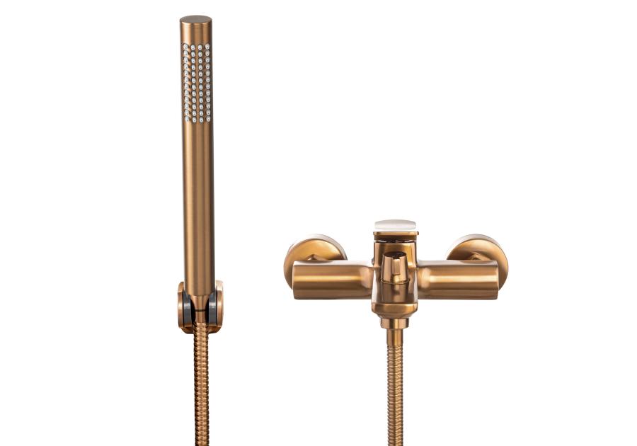 Zdjęcie: Bateria wannowa z zestawem natryskowym w komplecie Neri Plus miedź INVENA