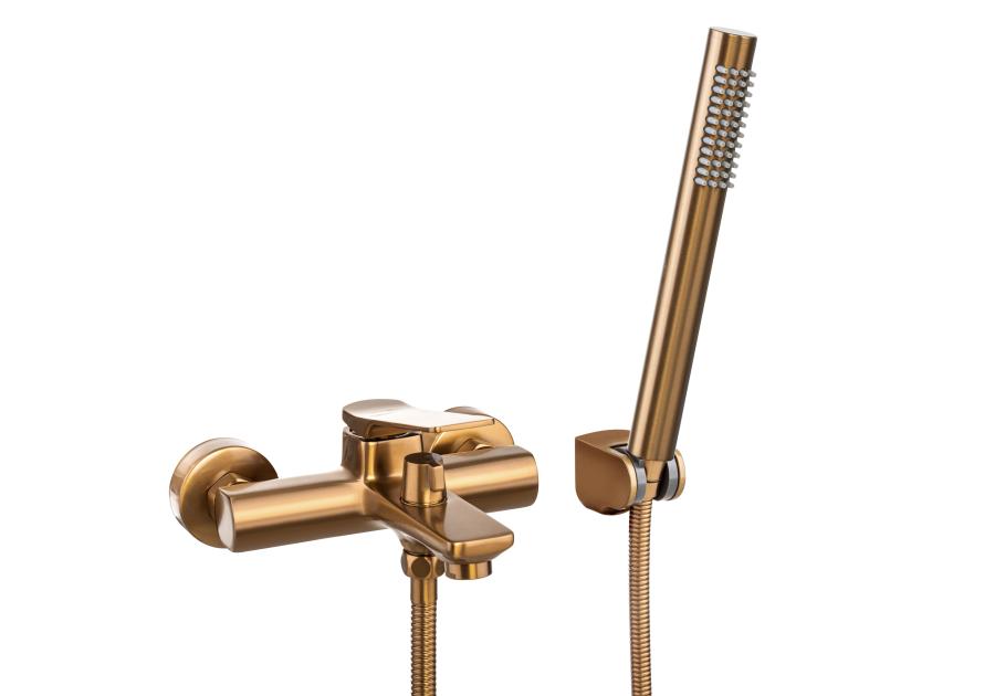 Zdjęcie: Bateria wannowa z zestawem natryskowym w komplecie Neri Plus miedź INVENA