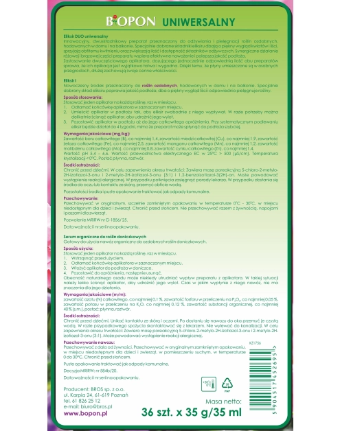 Zdjęcie: Eliksir duo uniwersalny 32x35 ml + 4 szt. BOPON