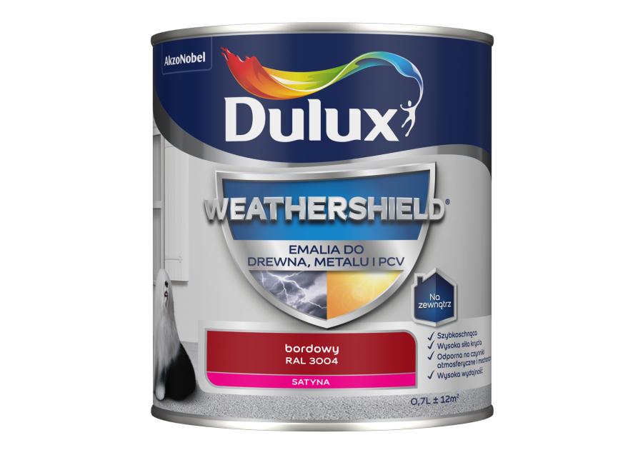 Zdjęcie: Emalia Dulux Weathershield bordowy RAL 3004 DULUX