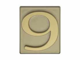 Cyfra 9 PCV samoprzylepna 4x4,7 cm oliwka DOMINO