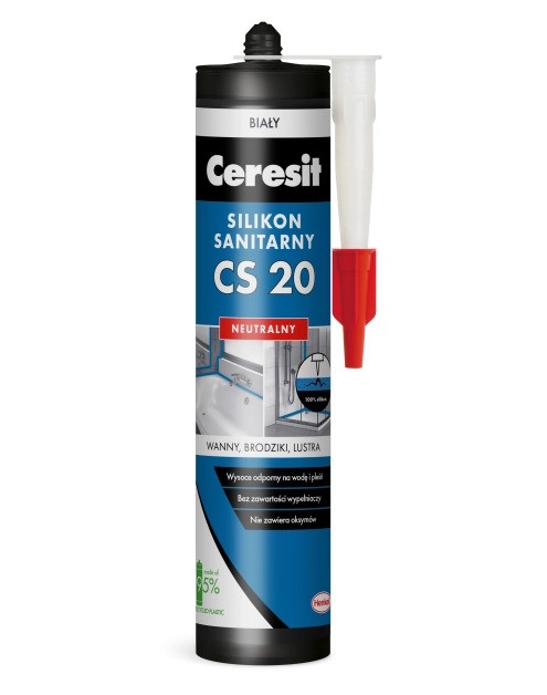 Zdjęcie: Silikon sanitarny neutralny CS20 biały 280 ml CERESIT