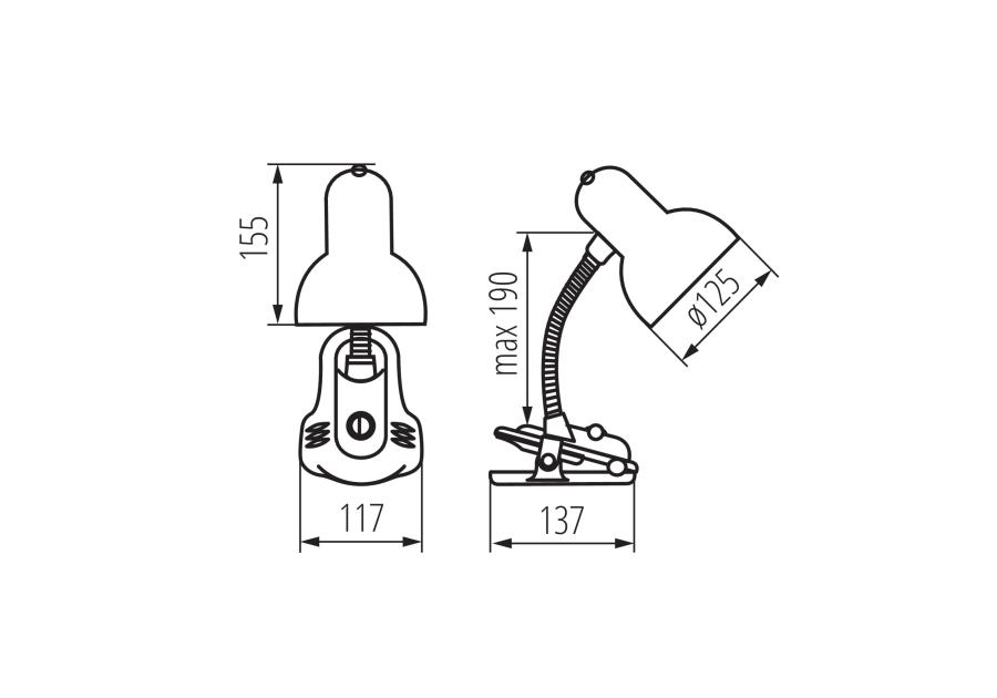 Lampka z klipsem E27 40 W Suzi HR-60-SR KANLUX