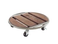 Zdjęcie: Podstawka na kółkach pod doniczkę Floraroll Metal Wood, fi35 cm FSC-FR NORTENE