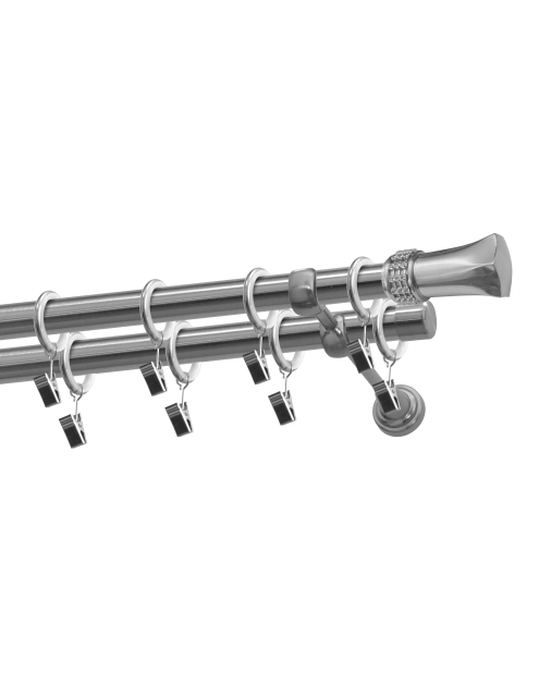 Zdjęcie: Karnisz podwójny 19/19 mm Diament nikiel 200 cm GARDINIA