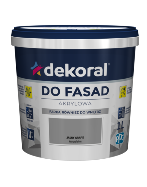 Zdjęcie: Farba fasadowa jasny grafit 1 L Polinit DEKORAL