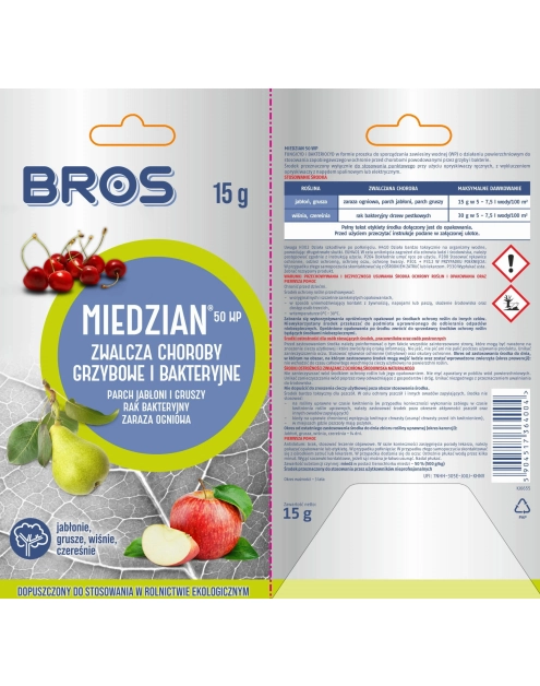 Zdjęcie: Oprysk na choroby grzybowe Miedzian 50WP 15 g BROS