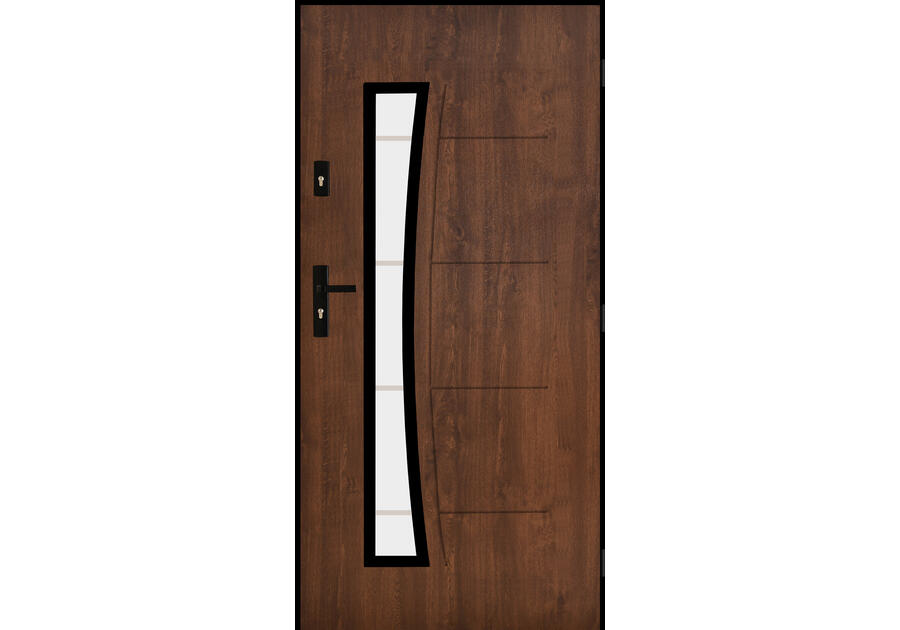 Zdjęcie: Drzwi zewnętrzne boliwia orzech 90p osc. czarna kpl PANTOR