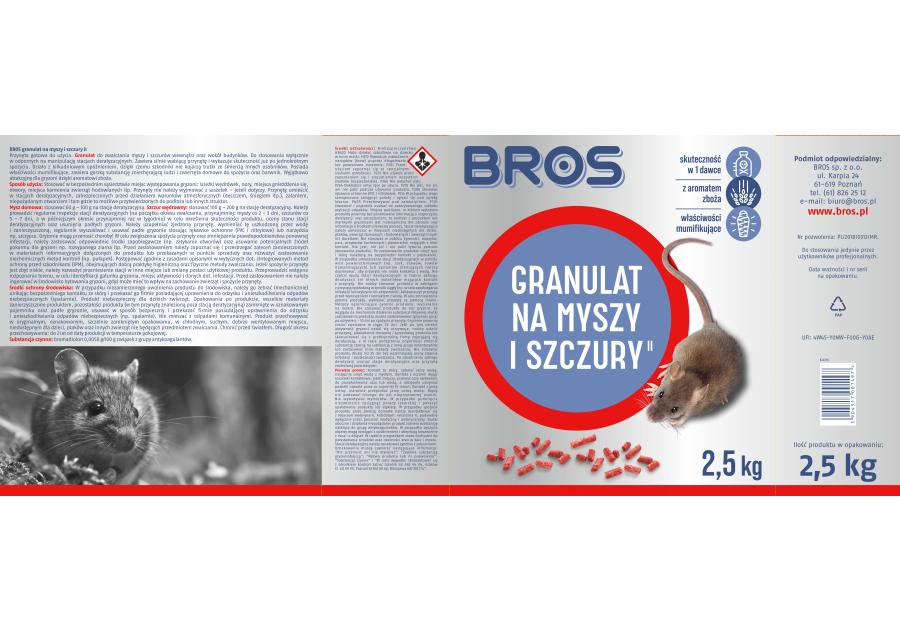 Zdjęcie: Granulat na myszy i szczury 2,5 kg BROS