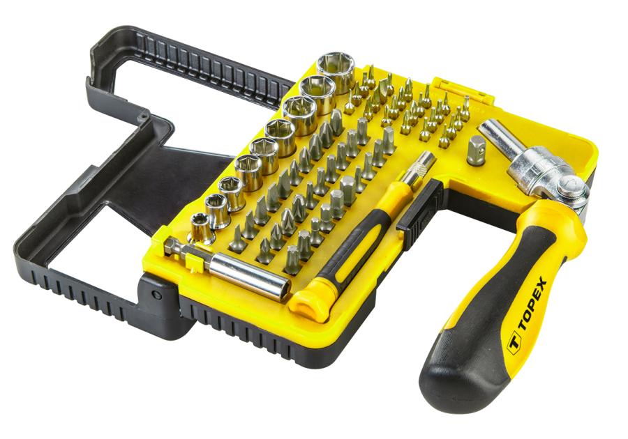 Zdjęcie: Końcówki wkrętakowe i nasadki z uchwytem, 68 sztuk TOPEX