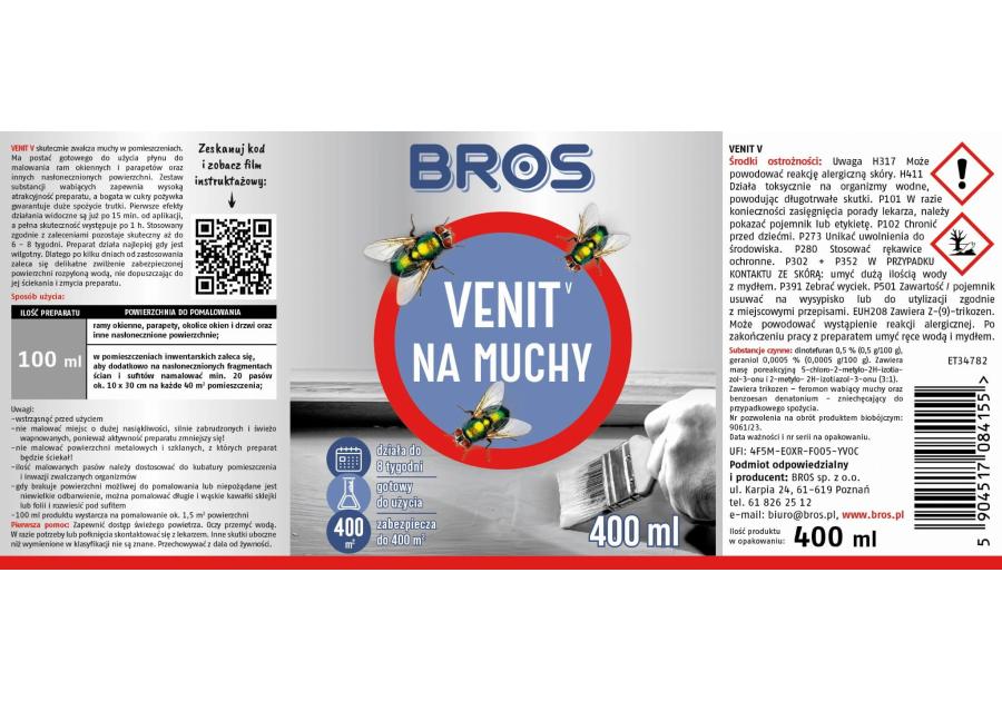 Zdjęcie: Preparat na muchy Venit 400 ml BROS