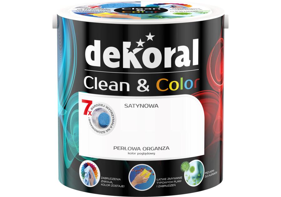 Zdjęcie: Farba satynowa Clean&Color 2,5 L perłowa organza DEKORAL