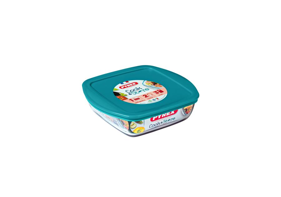 Zdjęcie: Naczynie Cook 20x17x5,5 cm - 1,05 L kwadratowe z pokrywką PYREX