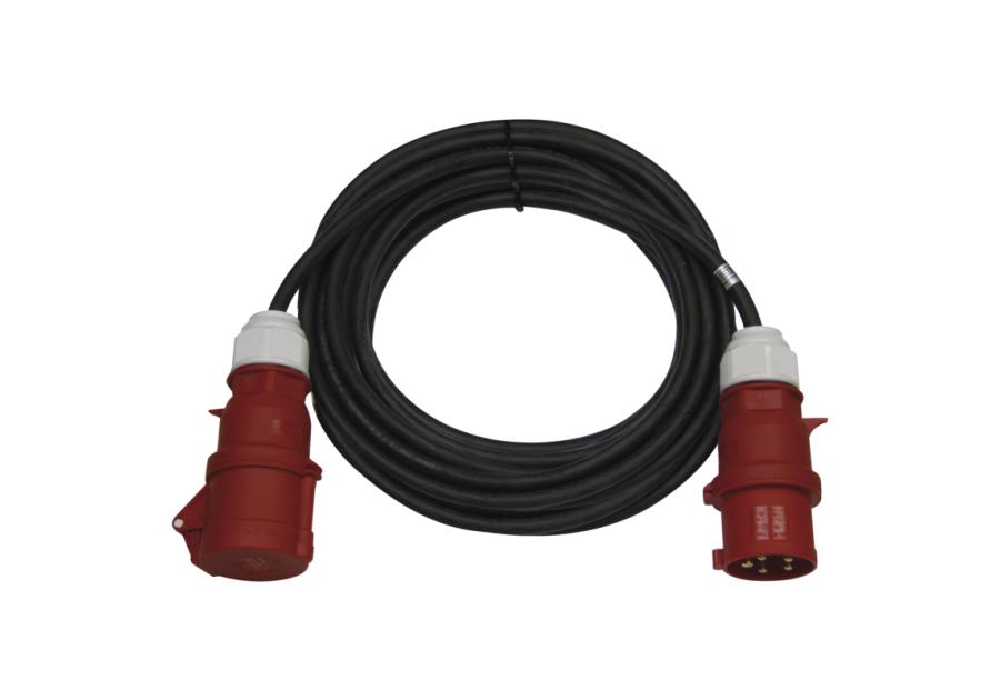 Zdjęcie: Przedłużacz 3-fazowy ogrodowy 20 m, 1 gniazdo, czarny, guma, 400 V, 2,5 mm2 EMOS