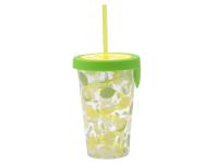 Zdjęcie: Kubek z tworzywa ze słomką i silikonową pokrywką 500 ml 9 x 13,5 cm dekoracja limonka ALTOM DESIGN