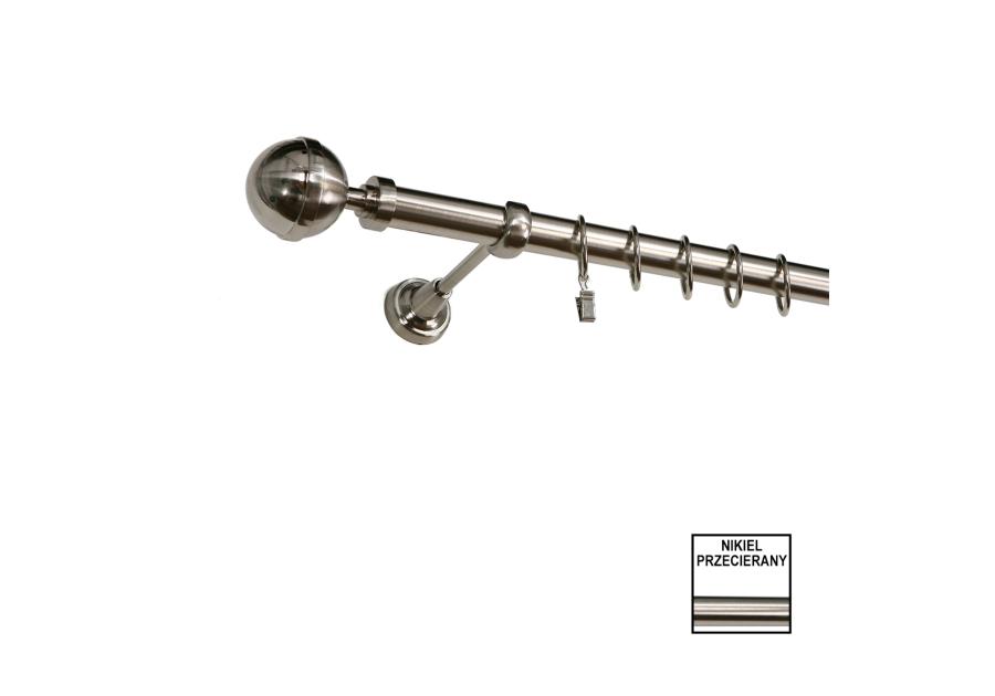 Zdjęcie: Karnisz pojedyńczy Zeus fi 25 mm - 160 cm kula nikiel KARWEL