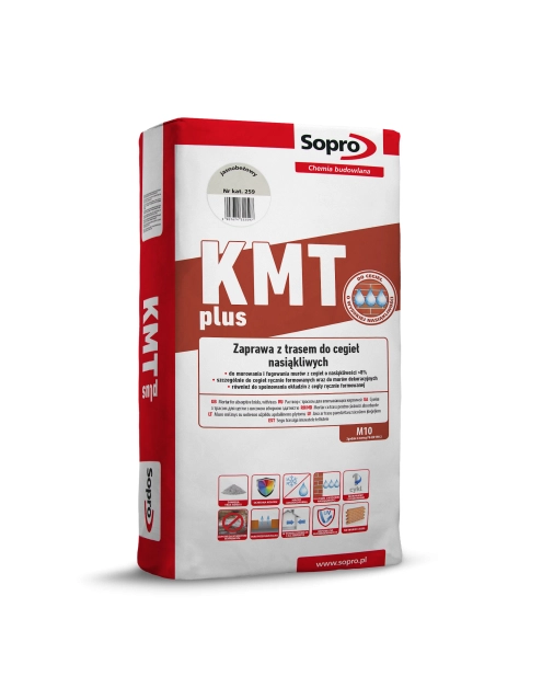 Zdjęcie: Zaprawa z trasem do cegieł nasiąkliwych KMT plus 259 jasnobeżowy 25 kg SOPRO