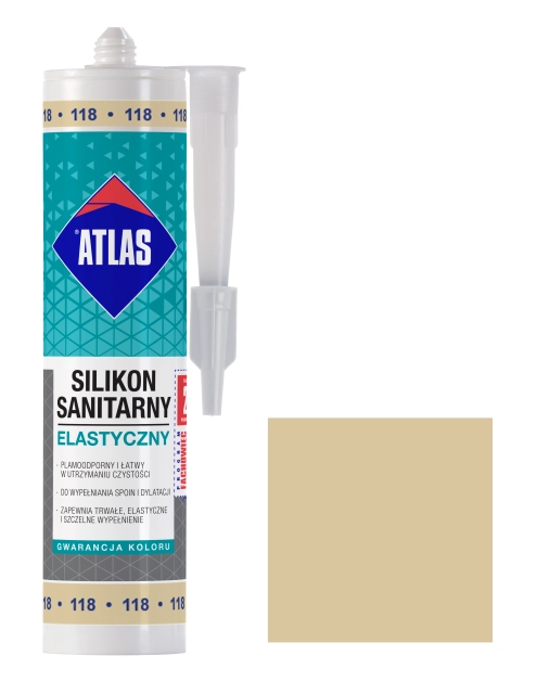 Zdjęcie: Silikon sanitarny elastyczny 118 jaśminowy 280 ml ATLAS