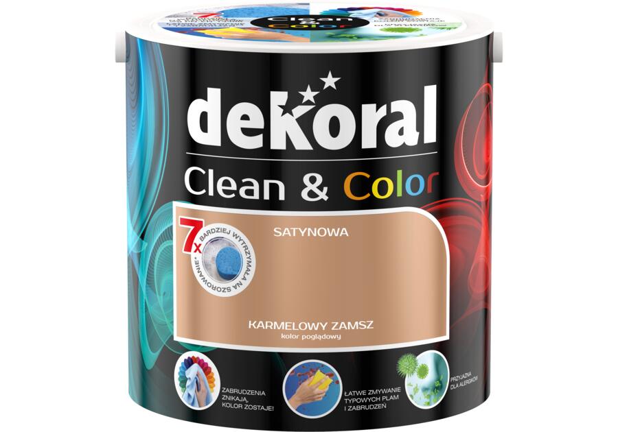 Zdjęcie: Farba satynowa Clean&Color 2,5 L karmelowy zamsz DEKORAL