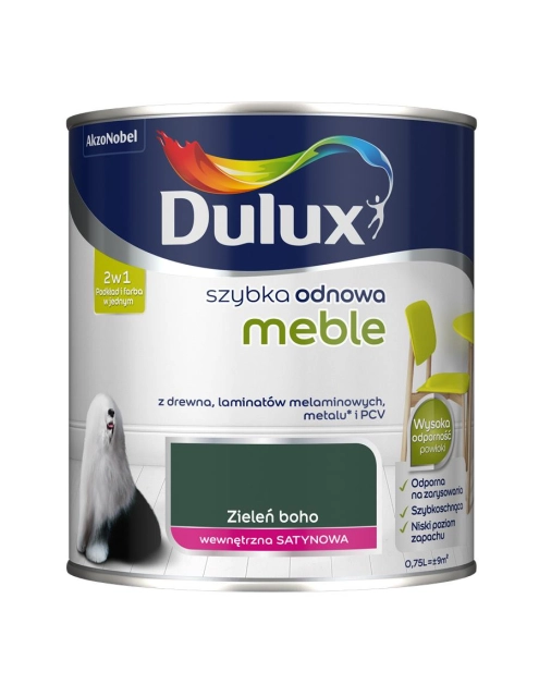 Zdjęcie: Farba Szybka Odnowa Meble zieleń boho 0,75 L DULUX