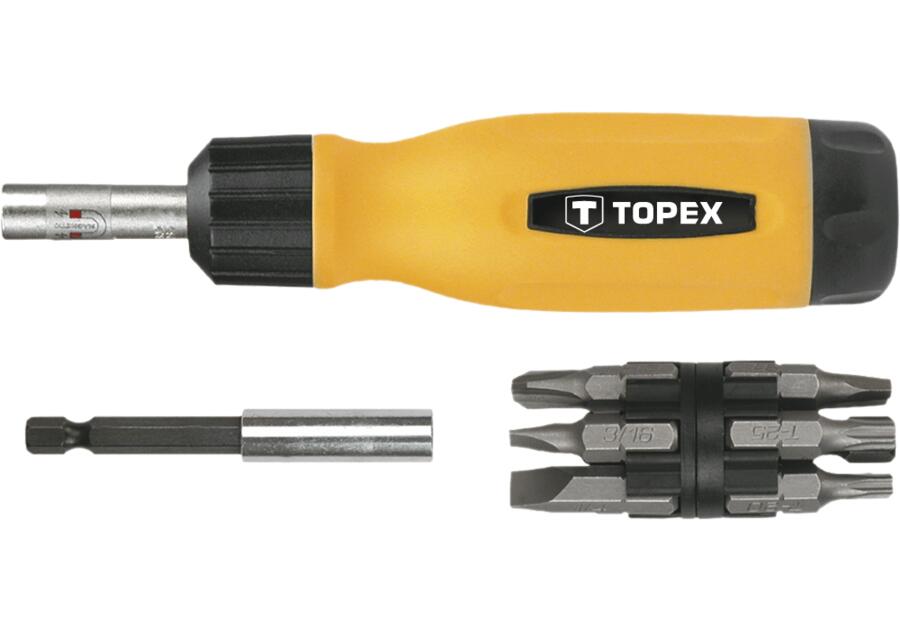 Zdjęcie: Końcówki wkrętakowe z uchwytem, zestaw 14 sztuk TOPEX