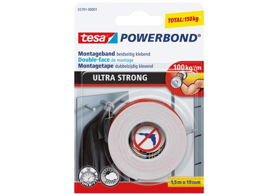 Zdjęcie: Taśma montażowa Powerbond super mocna, 1,5 m-19 mm TESA