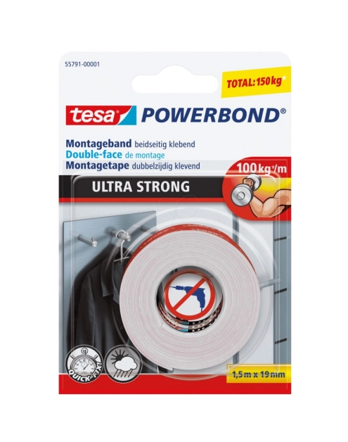 Zdjęcie: Taśma montażowa Powerbond super mocna, 1,5 m-19 mm TESA