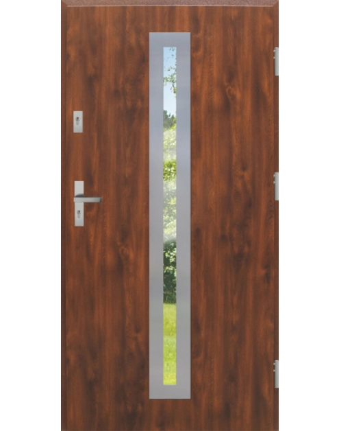 Zdjęcie: Drzwi zewnętrzne stalowo-drewniane Disting Otello 04 Dąb złoty 100 cm prawe KR CENTER