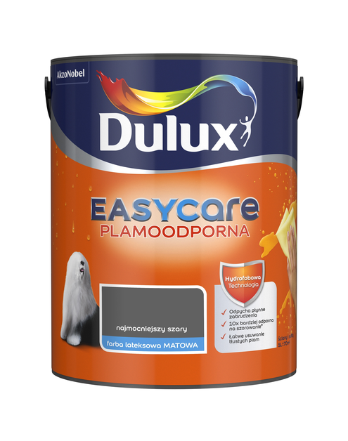 Zdjęcie: Farba do wnętrz EasyCare 5 L najmocniejszy szary DULUX