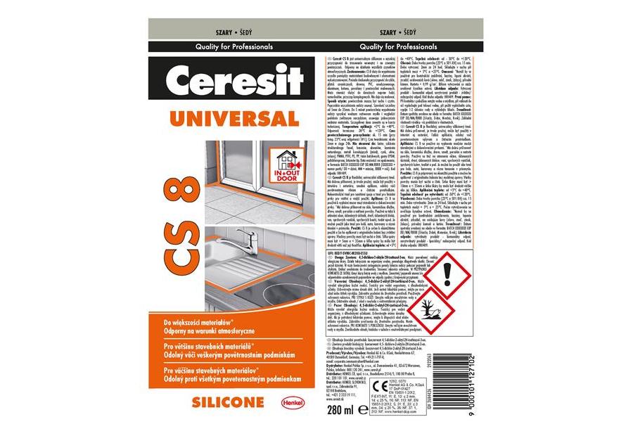 Zdjęcie: Silikon uniwersalny CS8 szary 280 ml CERESIT