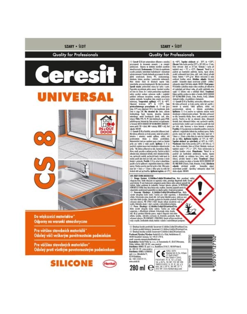 Zdjęcie: Silikon uniwersalny CS8 szary 280 ml CERESIT