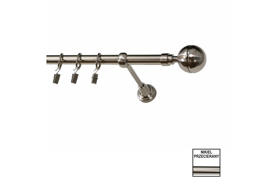 Zdjęcie: Karnisz pojedynczy Zeus fi 19 mm - 480 cm kula nikiel KARWEL