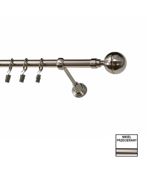 Zdjęcie: Karnisz pojedynczy Zeus fi 19 mm - 480 cm kula nikiel KARWEL