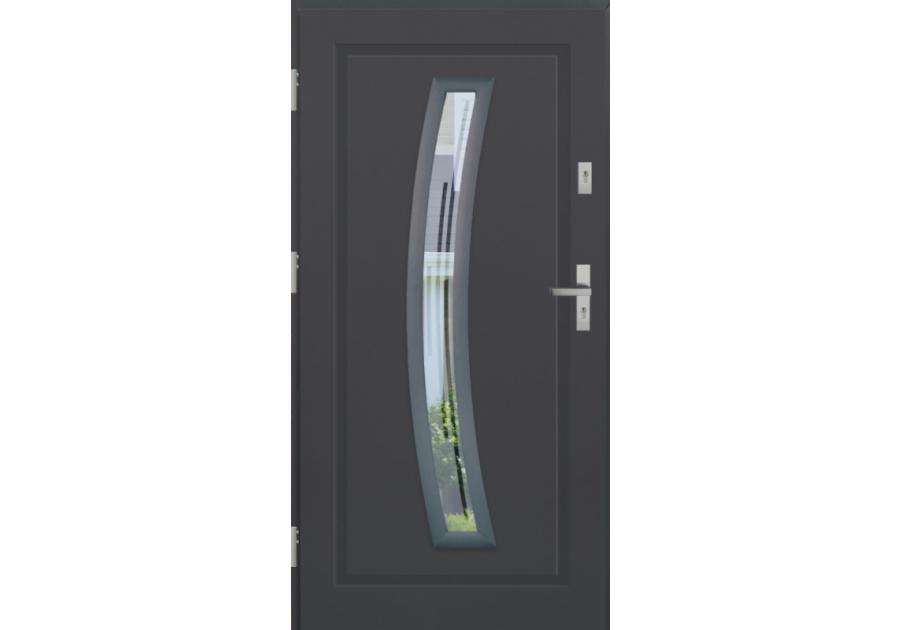 Zdjęcie: Drzwi zewnętrzne stalowo-drewniane Disting Mario 02 Antracyt 90 cm lewe KR CENTER