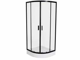 Kabina półokrągła 80x80, szkło transparentne, polski brodzik o wysokości 16 cm w komplecie LIVENO