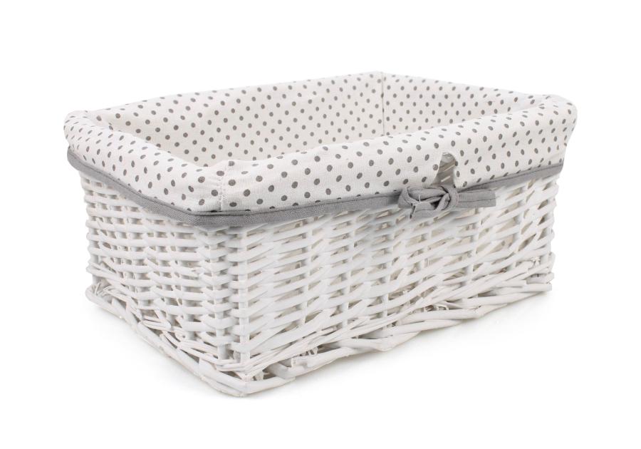 Zdjęcie: Szuflada wiklinowa z materiałem w kropki 40x30x18 cm TIN TOURS